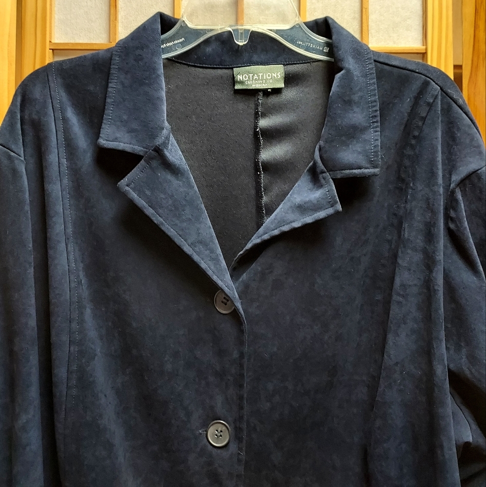 ❄️ Vintage Notations navy faux suede button down light jacket women's 2X - Picture 4 of 4
